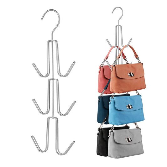 Set of 2Pcs Metal Purse Hanger Organizer for Closet Space Saving Hook Silver
