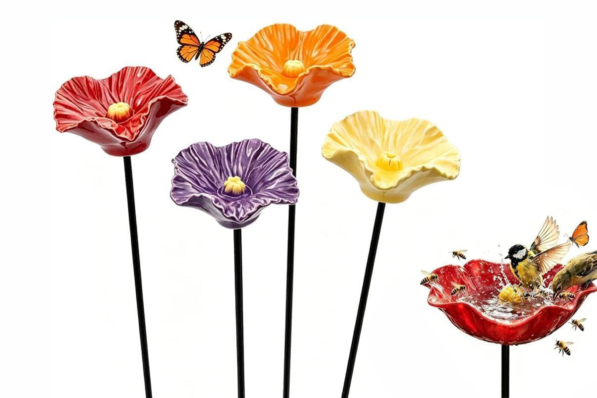4 Pack Outdoor Bird Water Feeder Ceramic Bee Watering Station