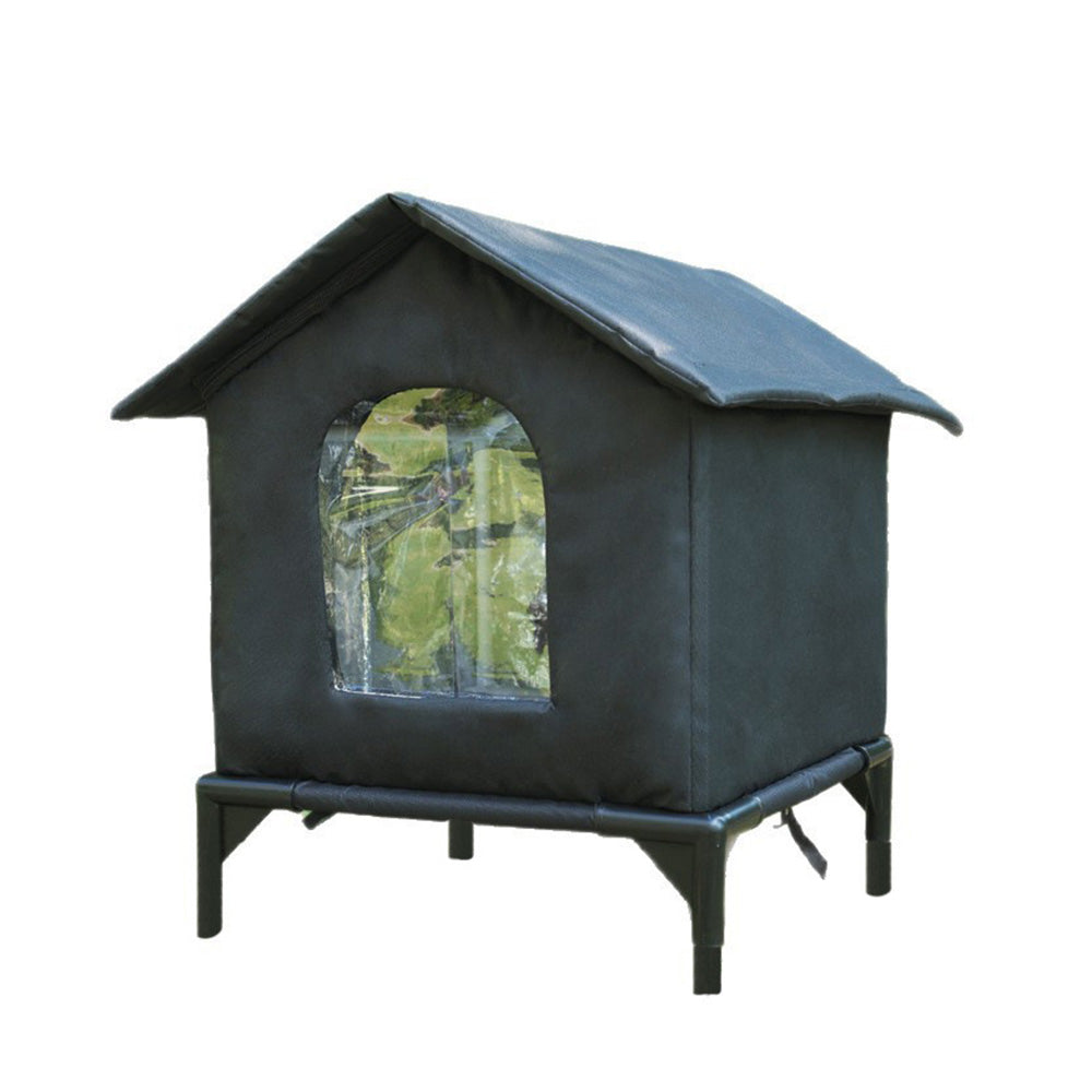 Cat House Indoor Outdoor Water Resistant Insulated Shelter for Small to Medium Cats-Black
