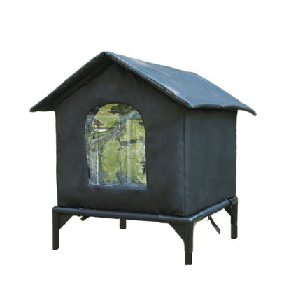 Cat House Indoor Outdoor Water Resistant Insulated Shelter for Small to Medium Cats-Black