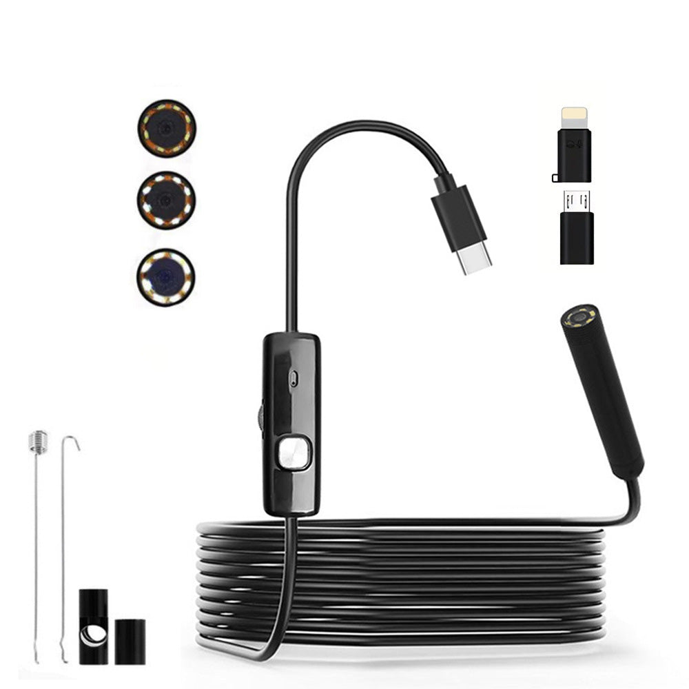 3-in-1 Phone Endoscope Camera Borescope with LED Lights