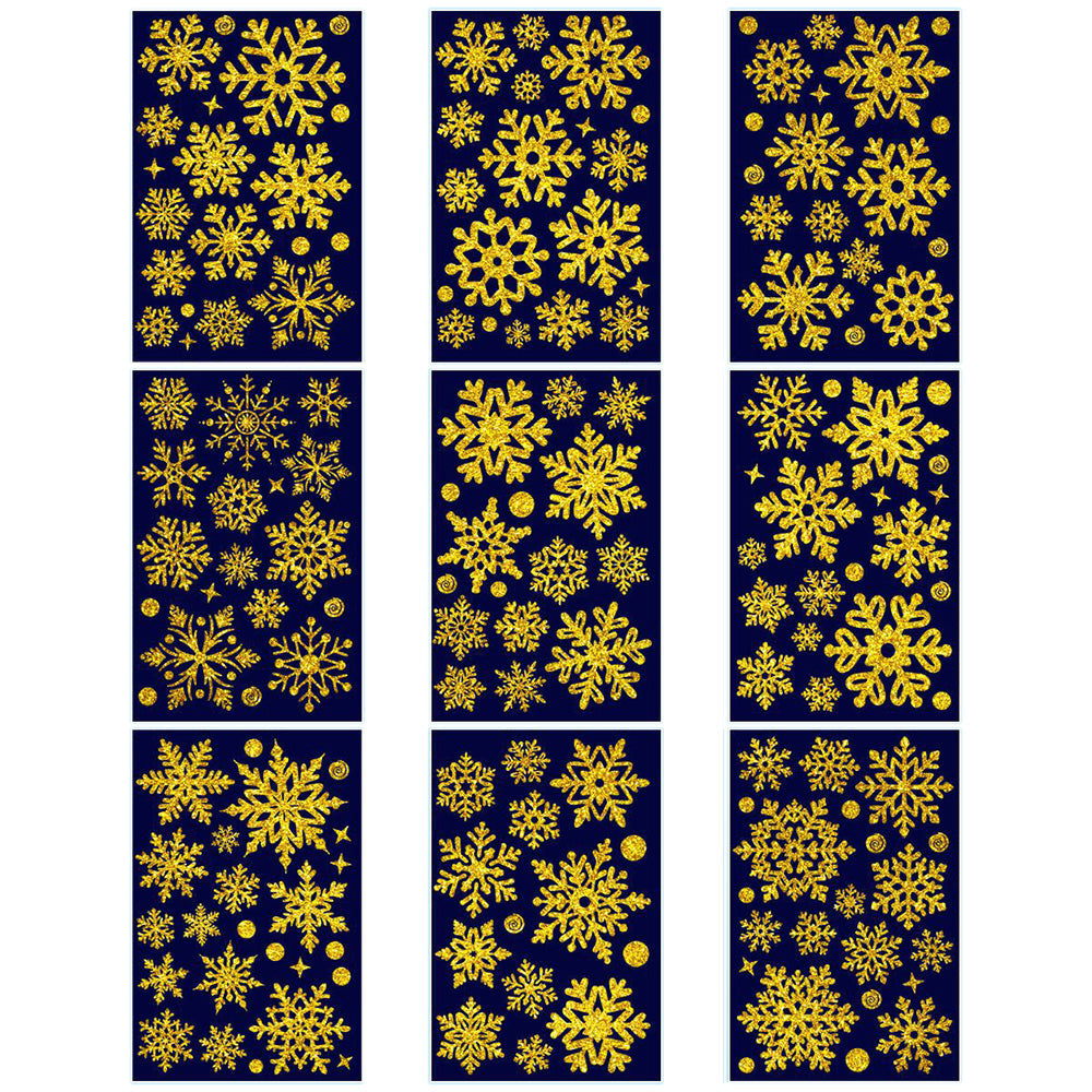 Christmas Window Clings ¨C Snowflakes Static Stickers in Gold and Silver for Holiday Decorations Style 1