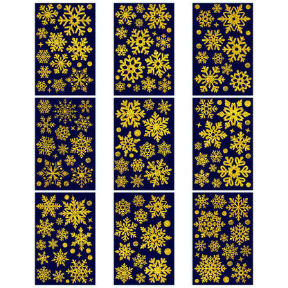 Christmas Window Clings ¨C Snowflakes Static Stickers in Gold and Silver for Holiday Decorations Style 1