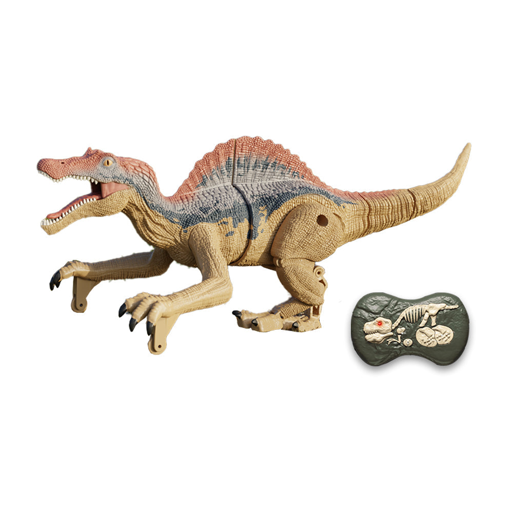 2.4Ghz Remote Control Dinosaur Toy Kids Electric RC Walking Toy Brown Spinosaurus