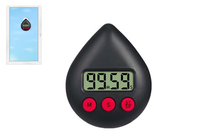 Waterproof Digital Shower Timer with Alarm and Suction Cup - Black