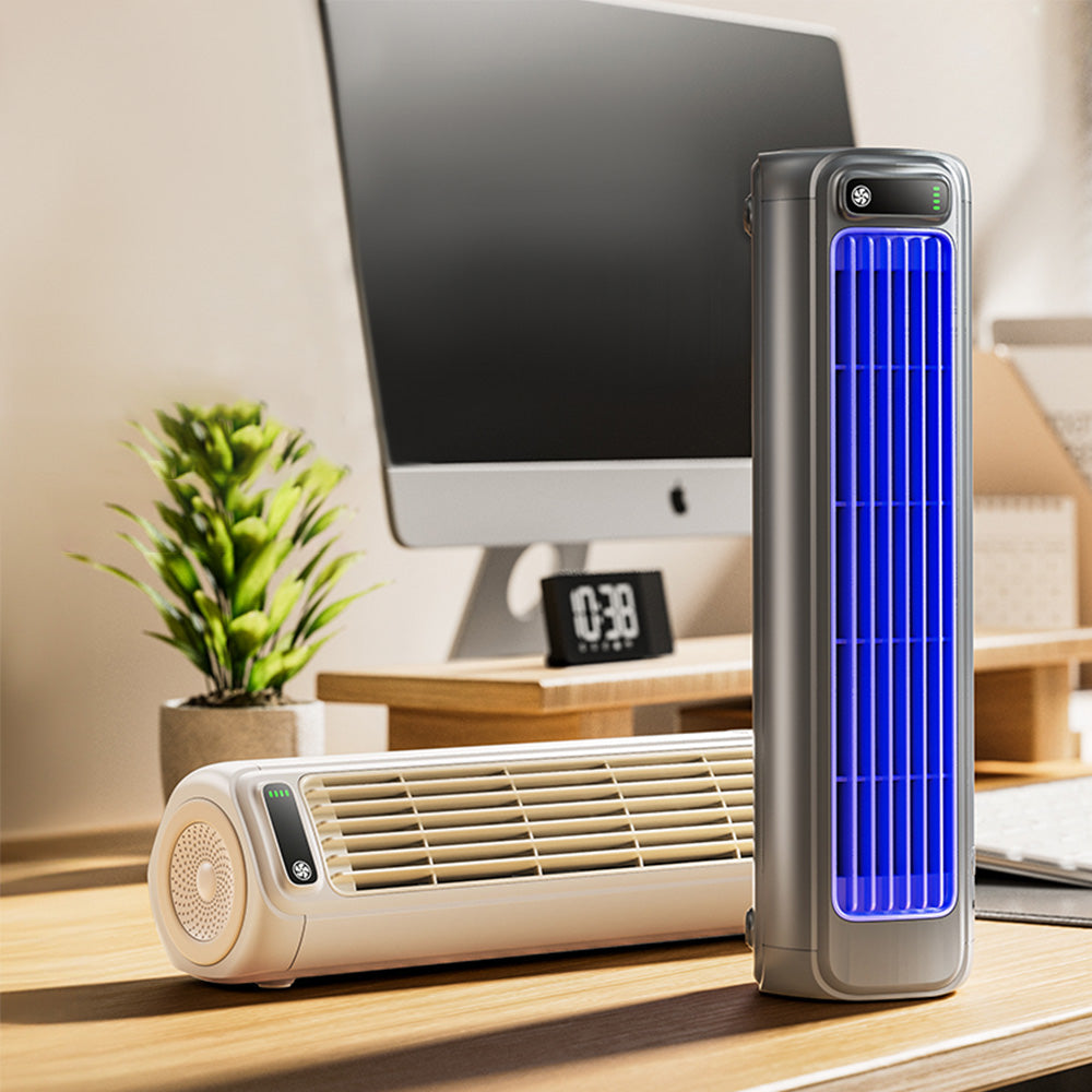 Air Conditioner Style Desktop Cooling Fan with Digital Screen for Room Office Grey
