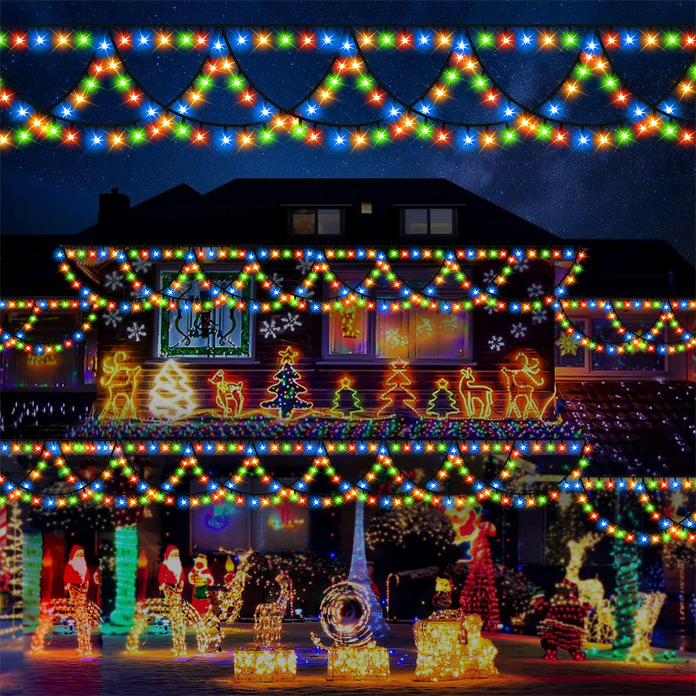 138 LED Eave String Solar Lights with 8 Modes for Christmas - Mixed Color