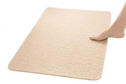 Anti-Slip Loofah Bathroom Mats Quick Drying Bath Tub Mat With Drain-Beige