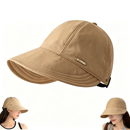 Wide Brim Quick Dry Sun Hat with Ponytail Opening and Hook - Khaki
