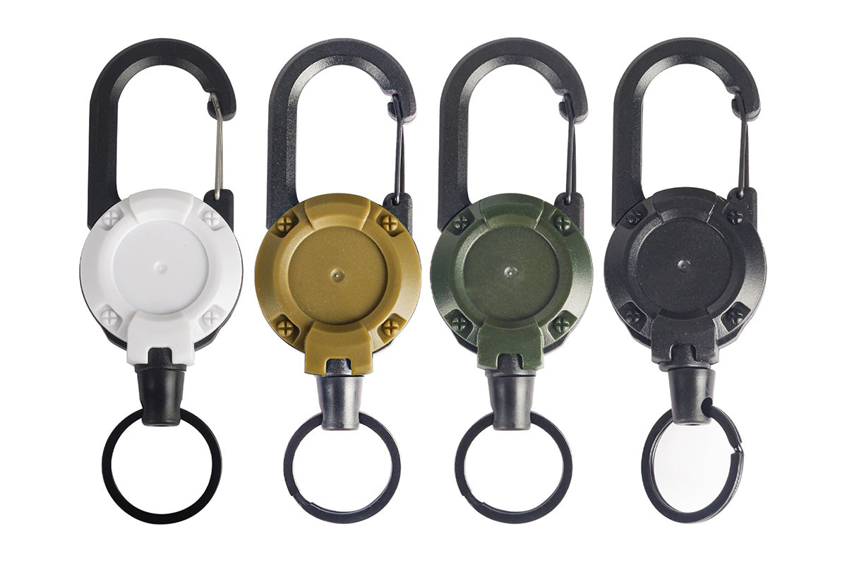 4 Piece Retractable Keychain Carabiner Badge Holder