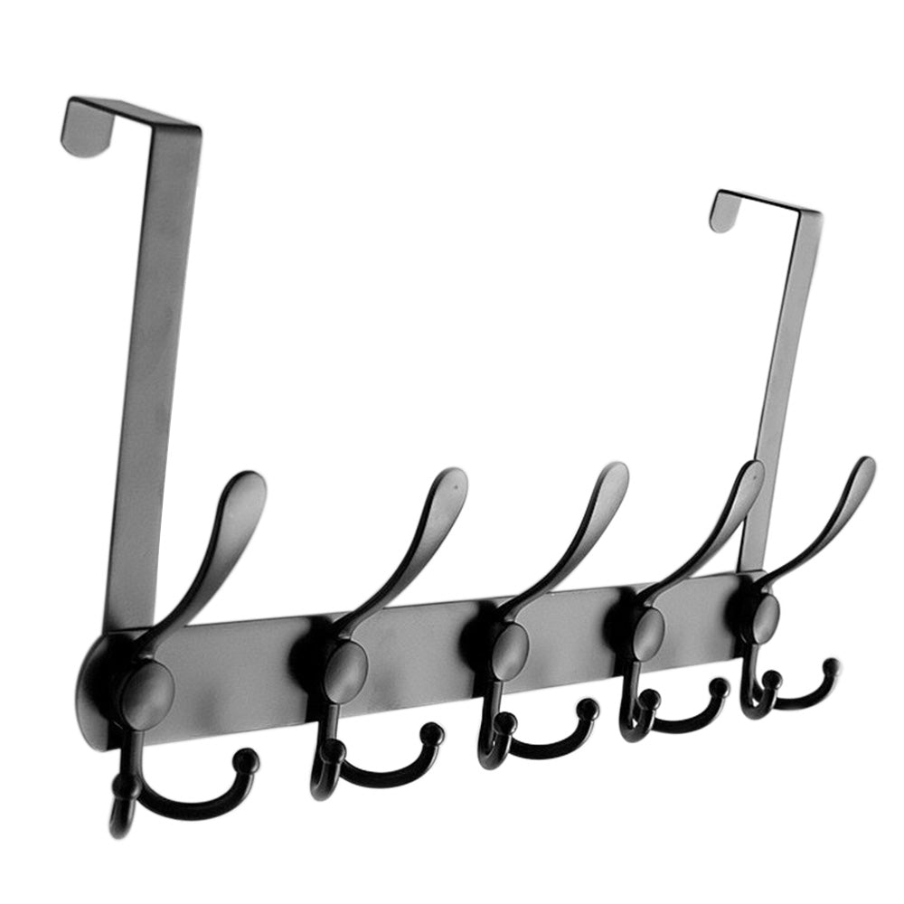 Stainless Steel Over The Door Hooks Durable Door Hangers for Kitchen Bathroom Bedroom - Black