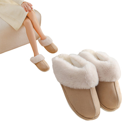 Womens Slippers with Plush Lining and Anti-Slip Memory Foam Sole-Brown