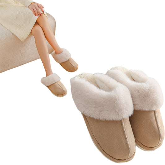 Womens Slippers with Plush Lining and Anti-Slip Memory Foam Sole-Brown