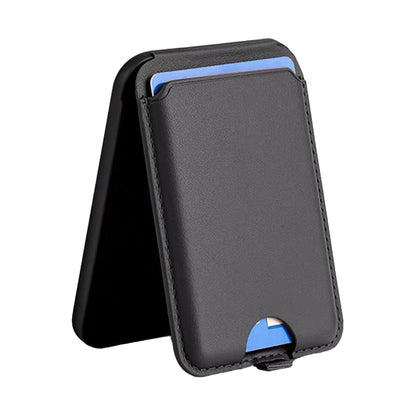 For iPhone Adjustable Magnetic Phone Stand PU Leather Wallet for iPhone 15/14/13 Series Black