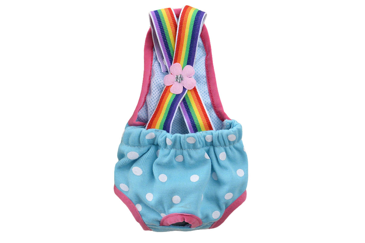 Cute Harness Female Dog Sanitary Pants Reusable Menstrual Diaper-Blue