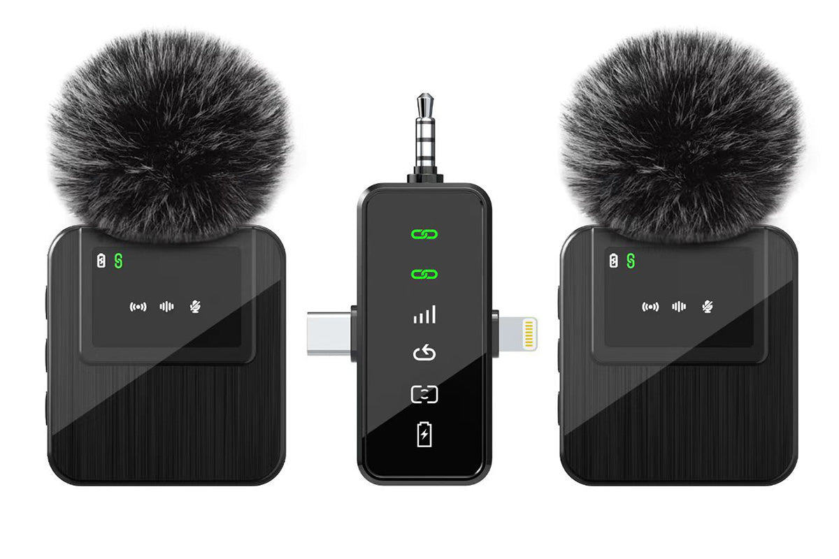 3 In 1 Wireless Lavalier Microphone for Phone Camera Live Recording