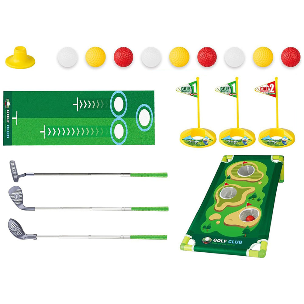 Kids Golf Toy Set Retractable Golf Clubs with Scorecard and Storage Bag Outdoor Yard Games