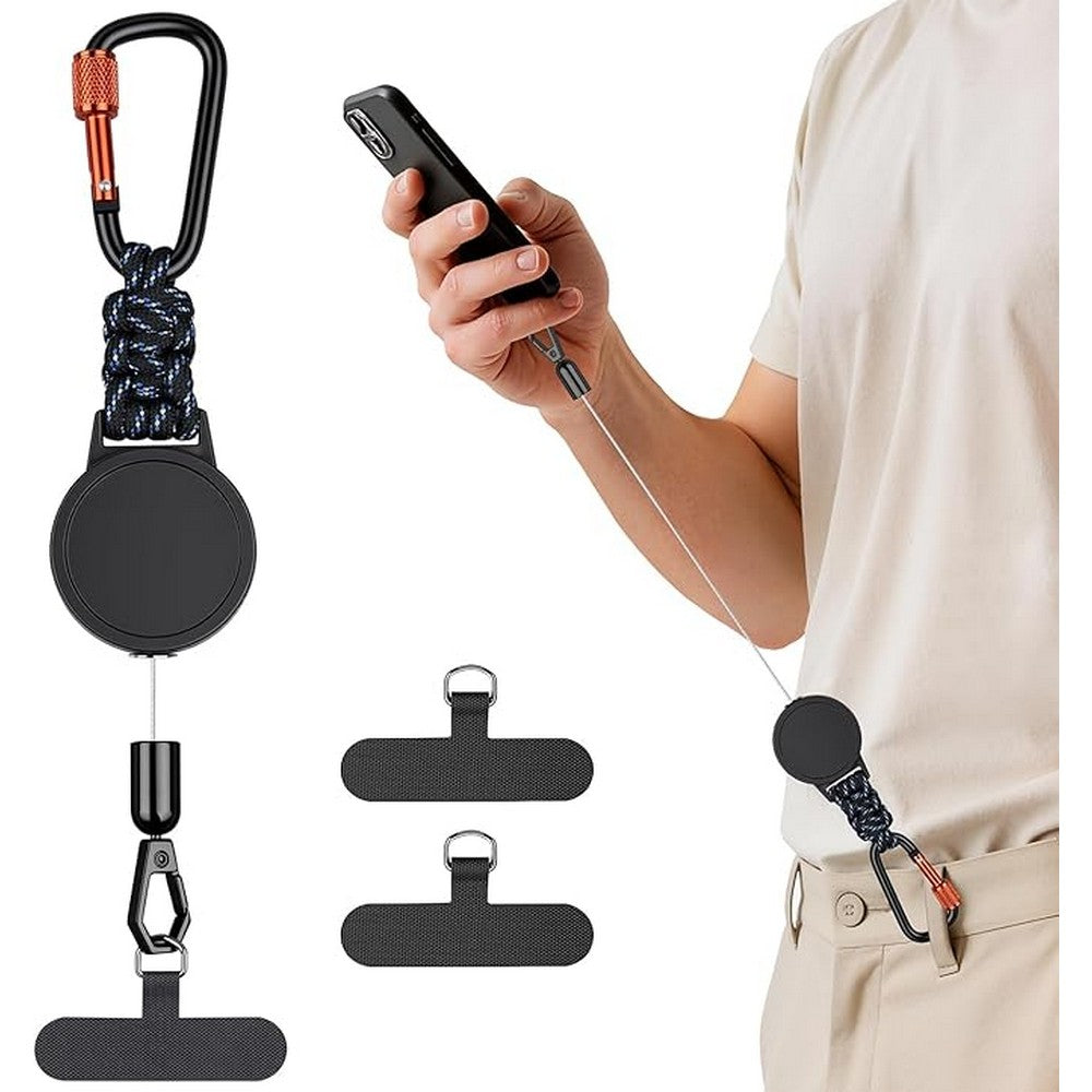 Anti-theft Phone Tether Mobile Phone Lanyard for Cycling Hiking Climbing Fishing-Black