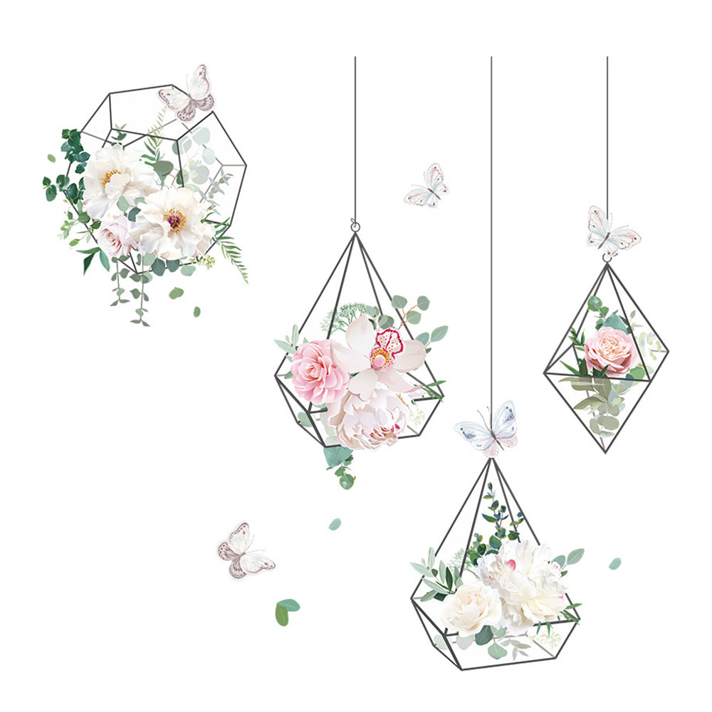 Flower Hanging Basket Wall Sticker Tree Leaves Plant Natual Wall Decal