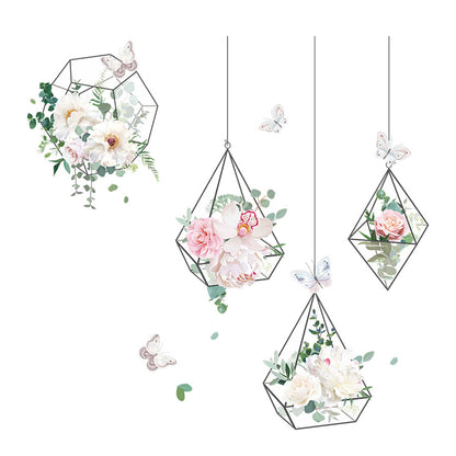 Flower Hanging Basket Wall Sticker Tree Leaves Plant Natual Wall Decal