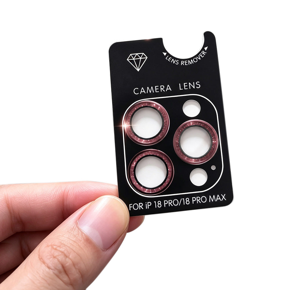 Glitter Camera Lens Protector for iPhone 18 Pro Max Alumina Glass Lens Cover Red