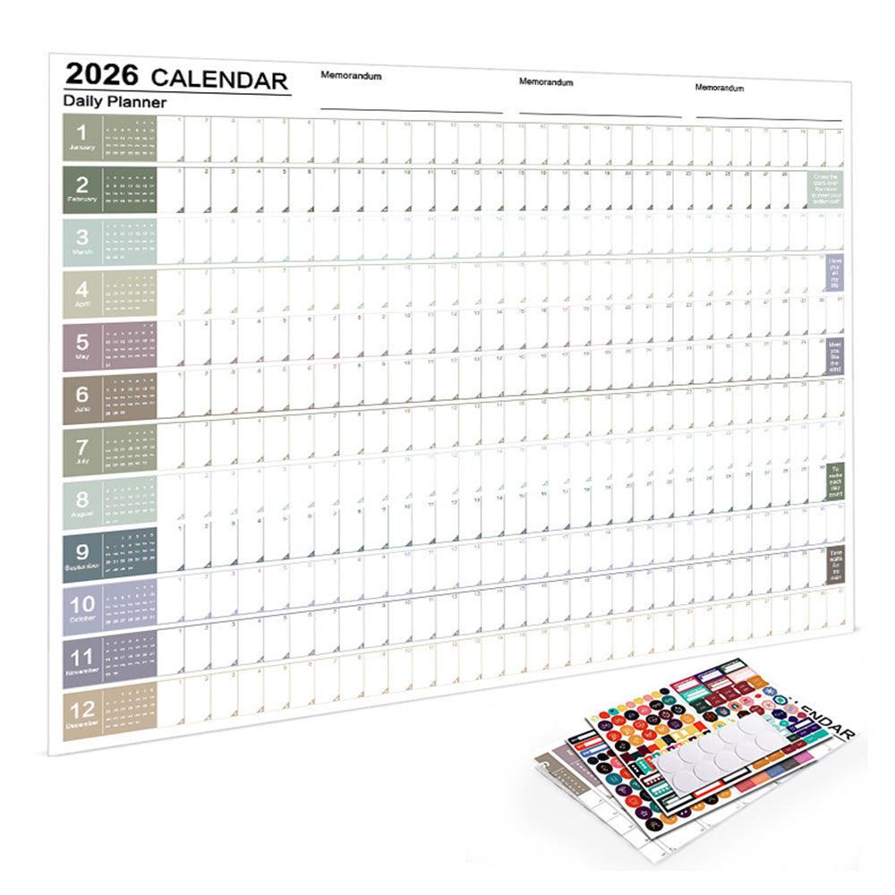 2026 Full Year Wall Planner Large Hanging Daily Calendar for Office Home