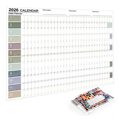 2026 Full Year Wall Planner Large Hanging Daily Calendar for Office Home
