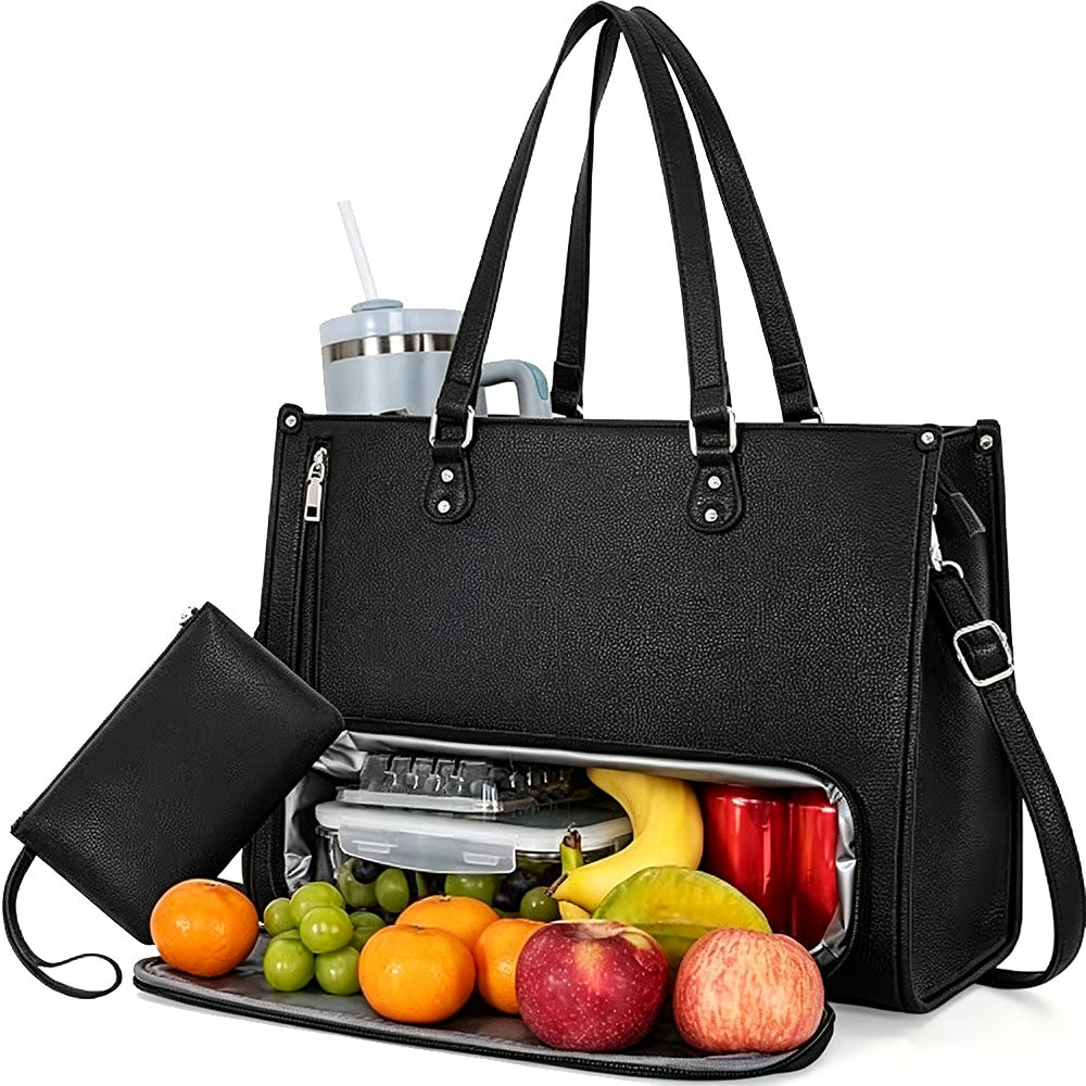 Tote Bag Insulated Lunch Compartment for 15.6 Inch Laptop