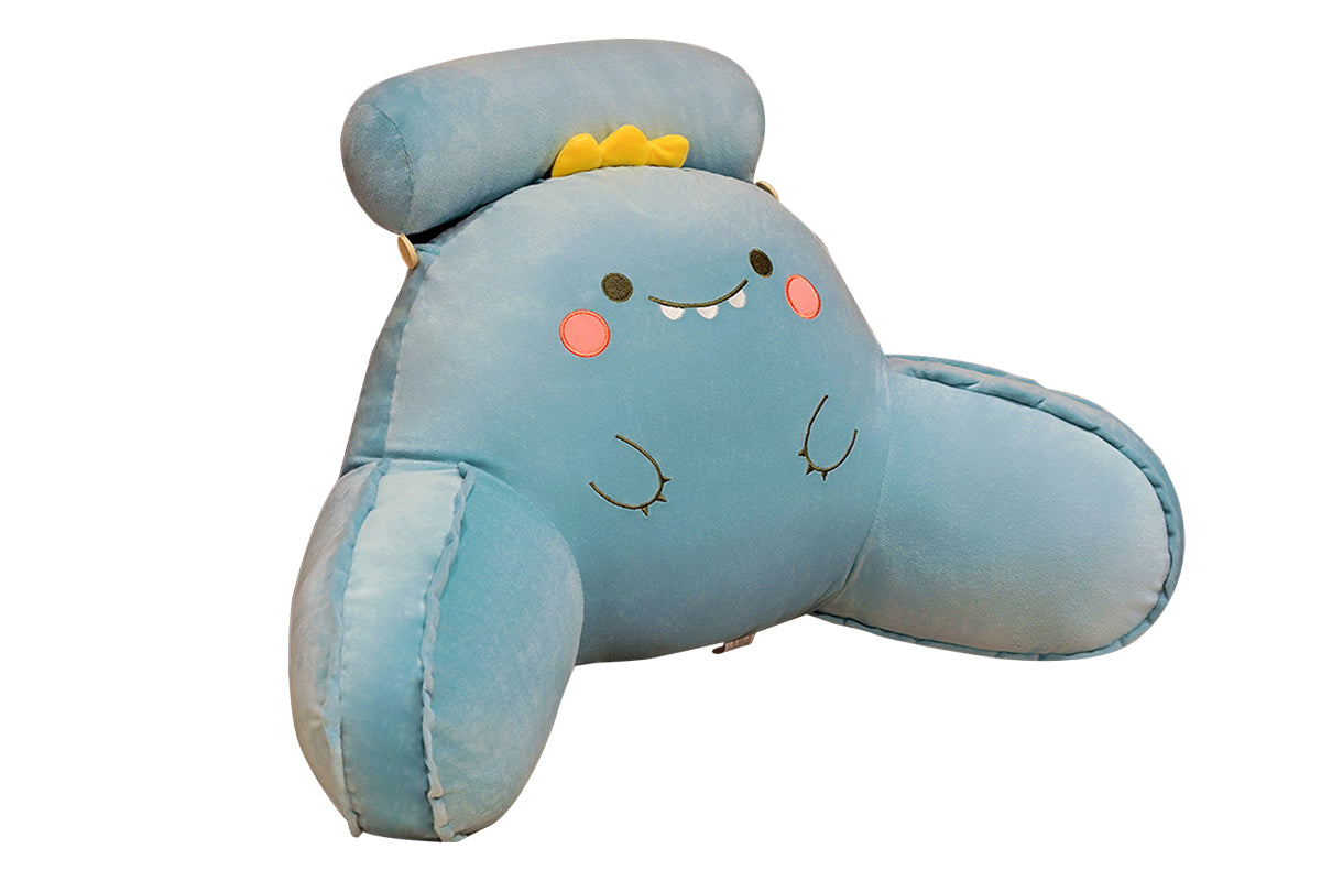 Backrest Reading Pillow Lumbar Support Chair Cushion Back Rest With Arms-Blue