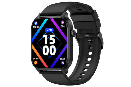 Smart Watch 1.85-Inch Fitness Watch with Heart Rate Sleep Monitor Blood Oxygen Blood Pressure Activity Tracker-Black
