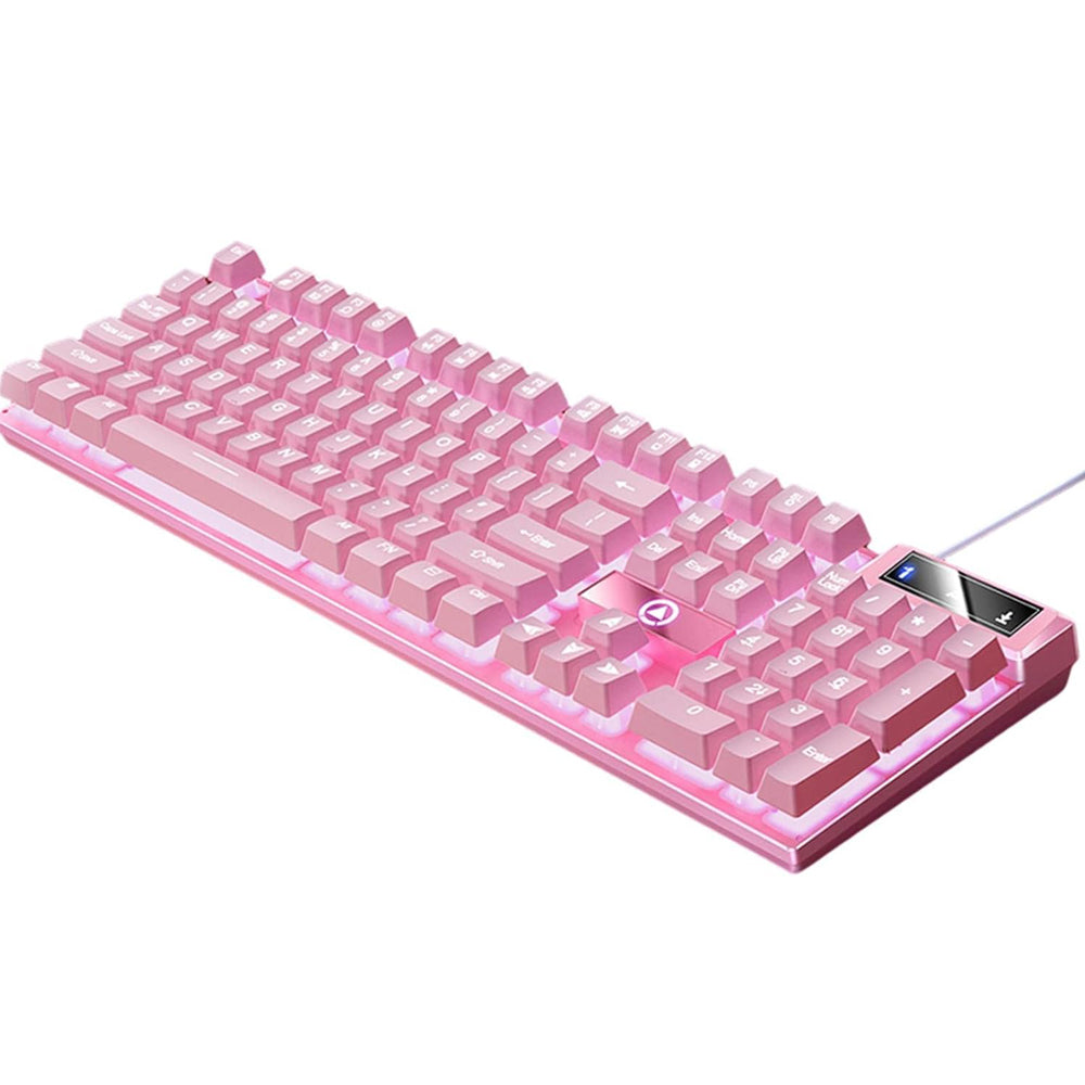 Wired Gaming Keyboard 104 Key Floating Keycaps Backlit Keyboard - Pink