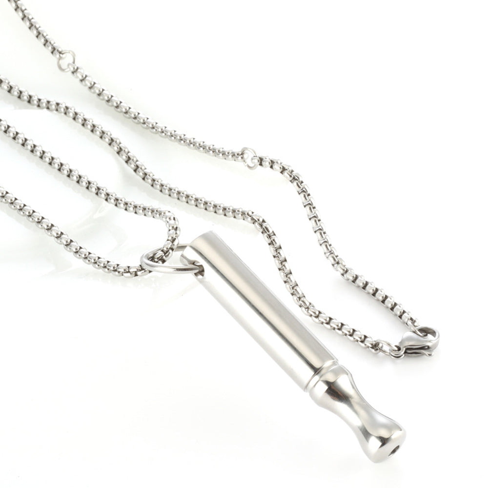 2Pcs Mindfulness Breathing Necklace Stainless Steel Breathe Pendant Meditation Tool Silver