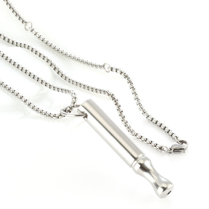 2Pcs Mindfulness Breathing Necklace Stainless Steel Breathe Pendant Meditation Tool Silver