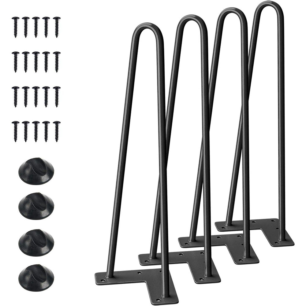 4Pcs Hairpin Furniture Table Legs with Rubber Feet-40cm