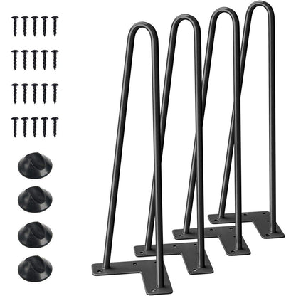 4Pcs Hairpin Furniture Table Legs with Rubber Feet-40cm