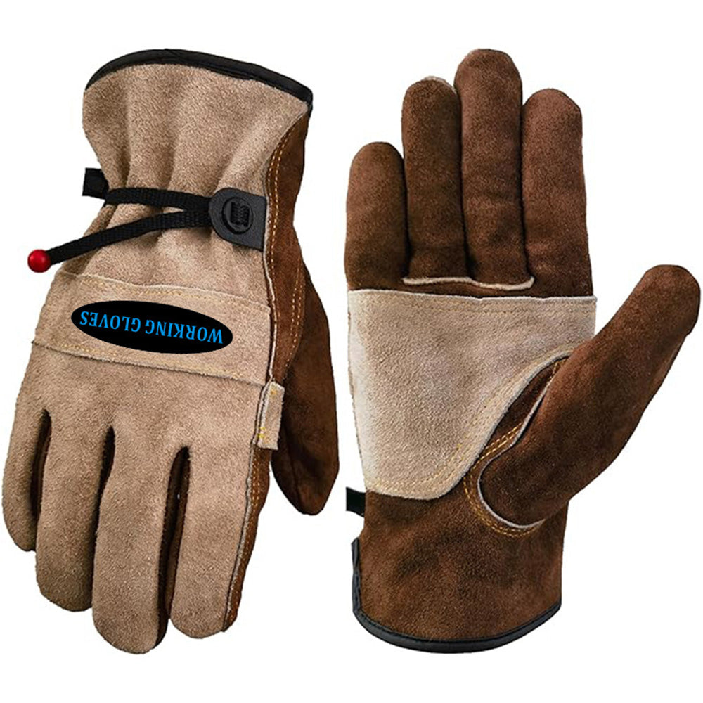 Leather Work Gloves for Men Women Gardening Construction Farm Ranch Work