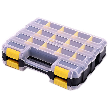 34 Grid Double Sided Tool Organizer Box for Screws Nuts - Yellow