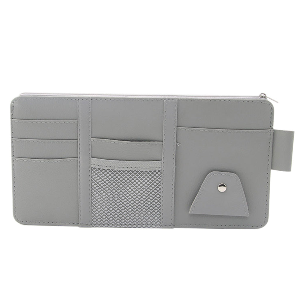 Car Sun Visor Organizer with License & Sunglasses Holder Gray