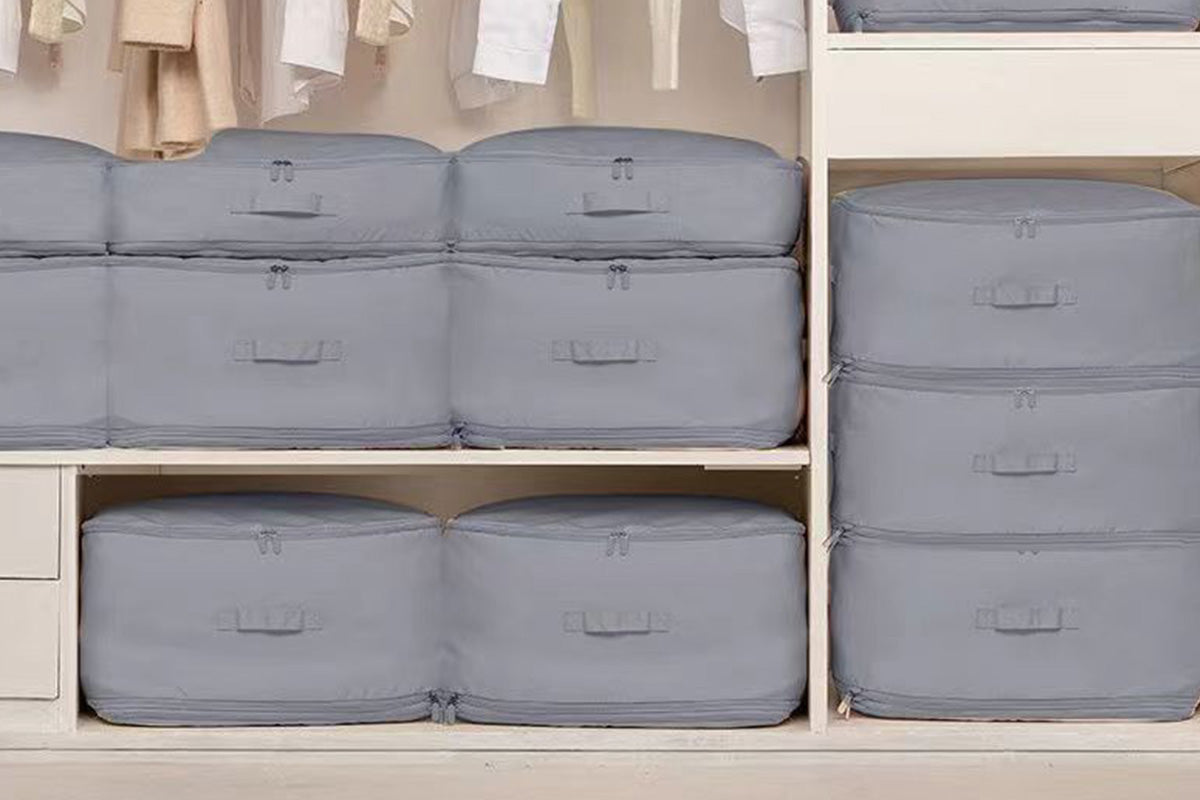 2Pcs 3 Layer Ultra Space Saving Self Compression Organizer Heavy Duty Moving Storage Bag-Grey