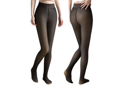 Plus Size Sheer Tights Thermal Pantyhose Bare Legs Illusion Warm - Black