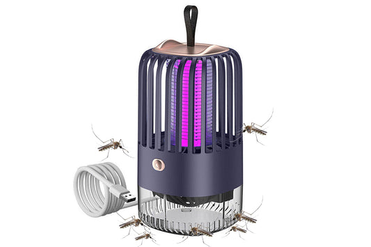 USB Rechargeable UV Light Mosquito Killer Portable Fly Zapper With Hanging Hoop-Blue