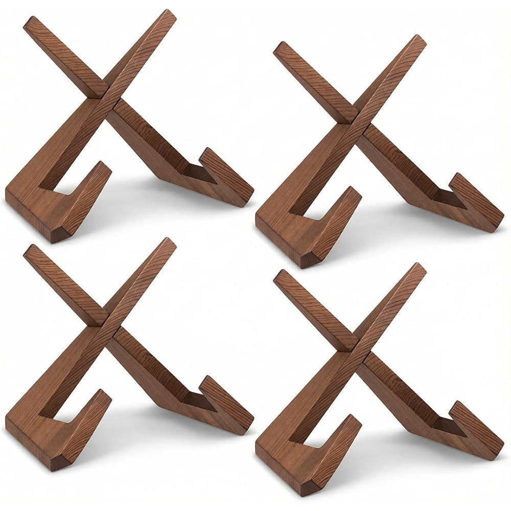 4 Pcs Bowl Display Stand Wooden Plate Stands for Display Pine Decorative Plates Holder