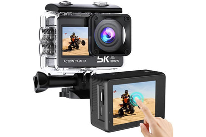 Action Camera 5K 30FPS with Touch Screen 24MP Camera for Snorkeling Helmet Bike