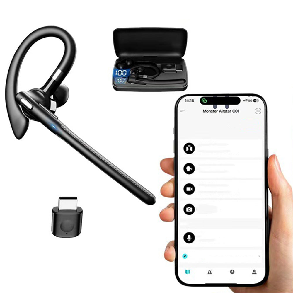Wireless Car Bluetooth Headset with Rotating Ear Hook