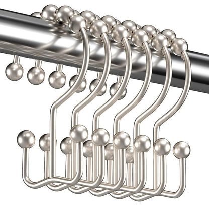 12Pcs Set Shower Curtain Hooks Metal Double Glide Shower Hanging Rings for Shower Rods