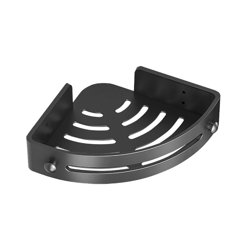Corner Shower Caddy Punch-Free Wall Mounted Storage Shelf Organizer with Towel Rack for Bathroom Black
