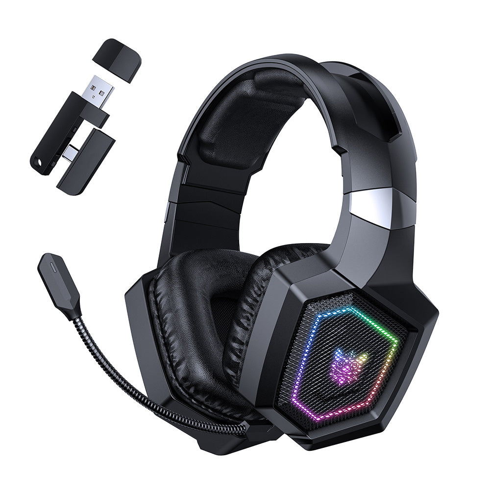 2.4GHz Wireless Gaming Headset with Flip Microphone for PC-Black