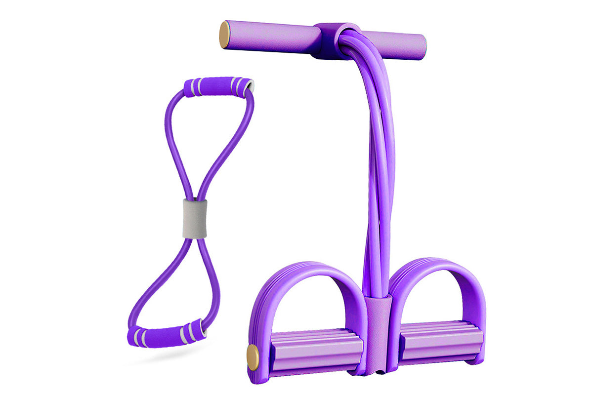 6 Tube Pedal Ankle Puller Fitness Resistance Band - Purple