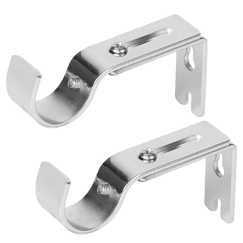 2PCS Adjustable Curtain Rod Brackets ââ‚?Wall Mount Holders for Drapes Sliver