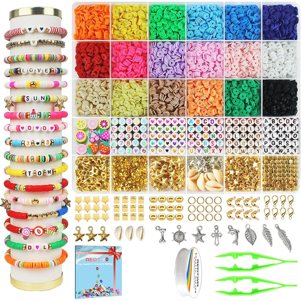 Clay Beads Bracelet Making Kit Friendship DIY Jewelry Making Beads Set